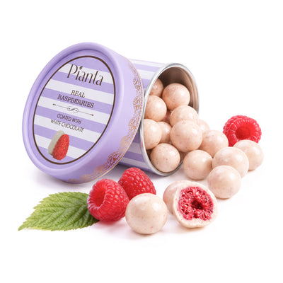 Pianta Raspberry White Coated Chocolate - 50gm