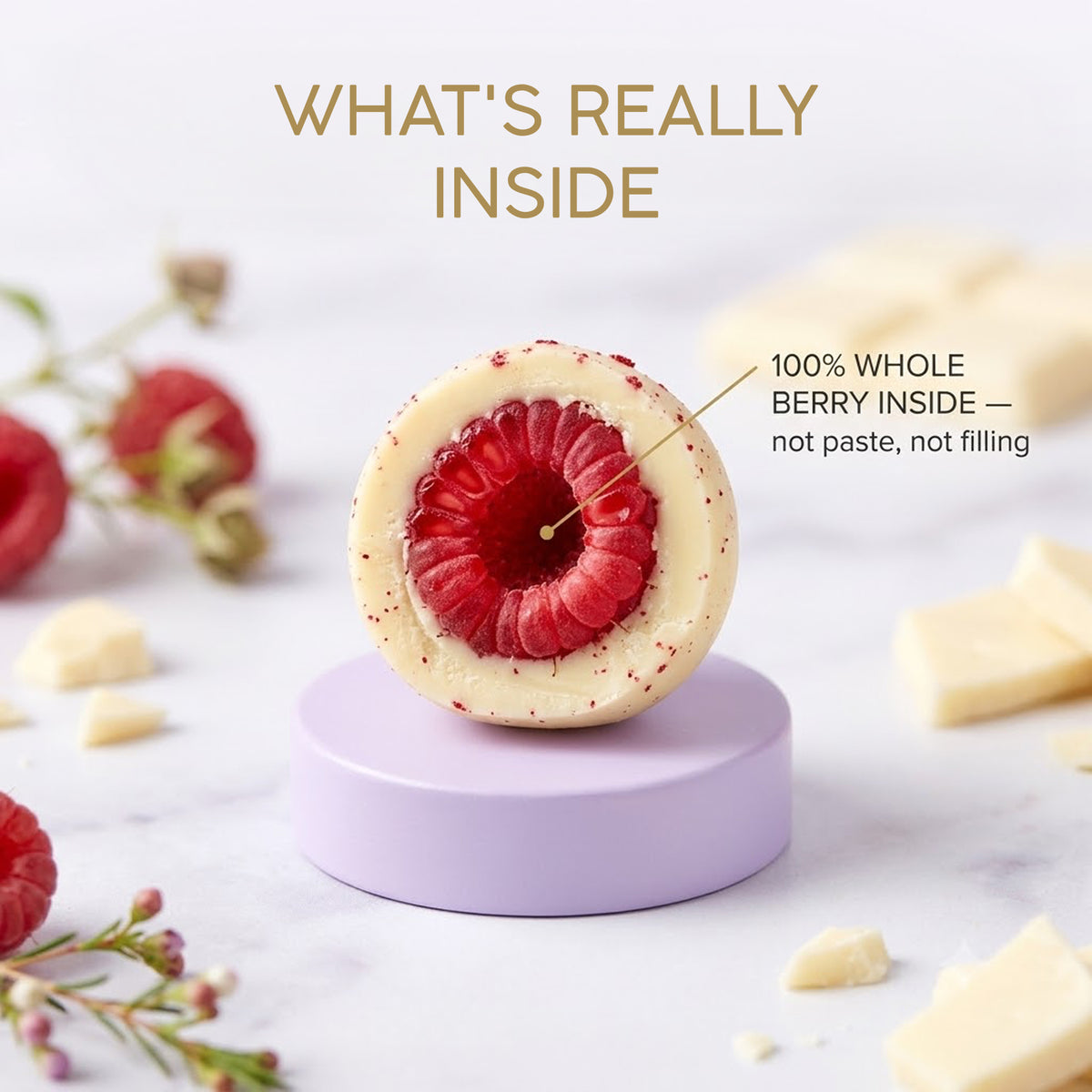 Pianta Raspberry White Coated Chocolate - 200gm