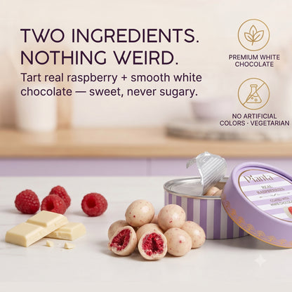 Pianta Raspberry White Coated Chocolate - 50gm