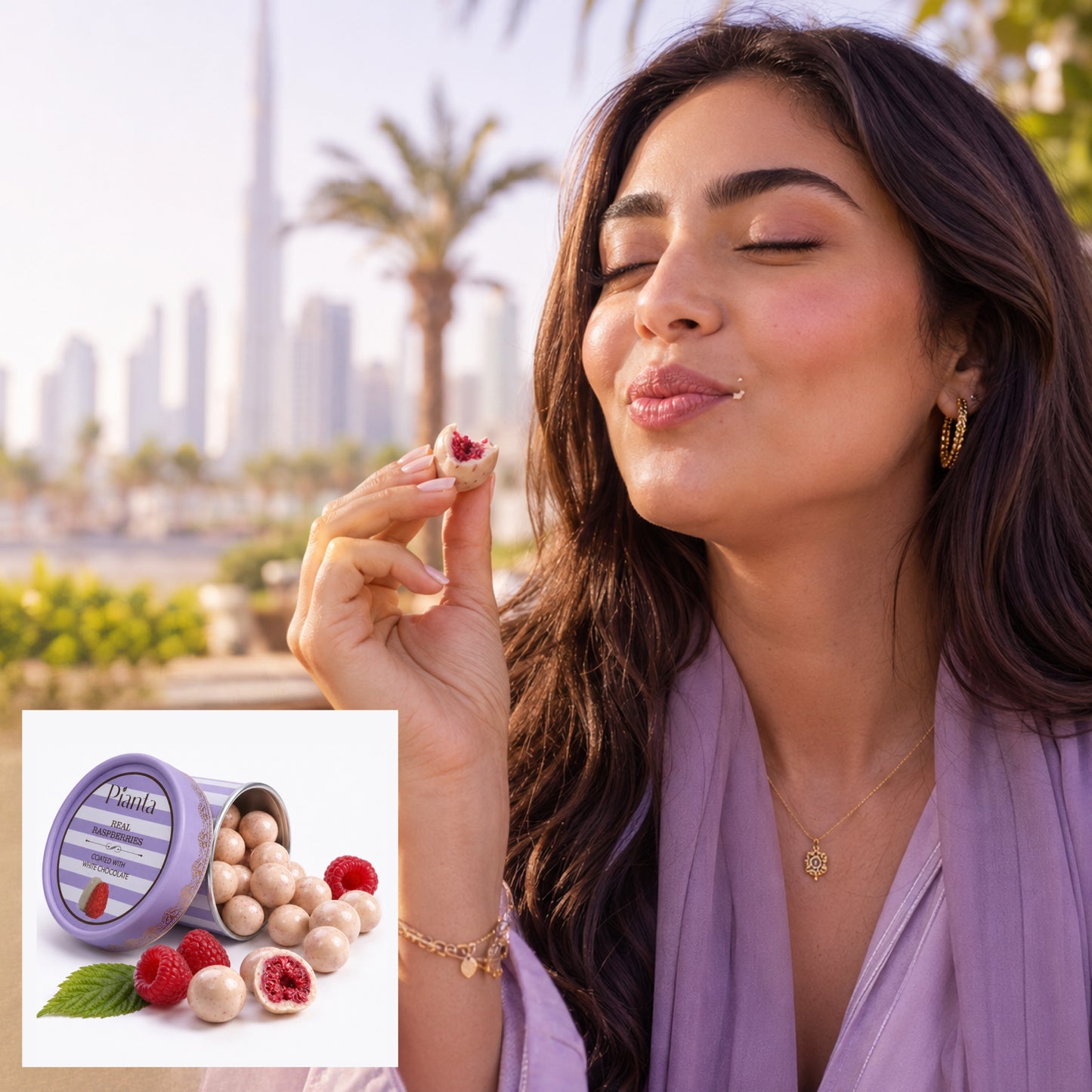 Pianta Raspberry White Coated Chocolate - 50gm