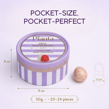 Pianta Raspberry White Coated Chocolate - 50gm