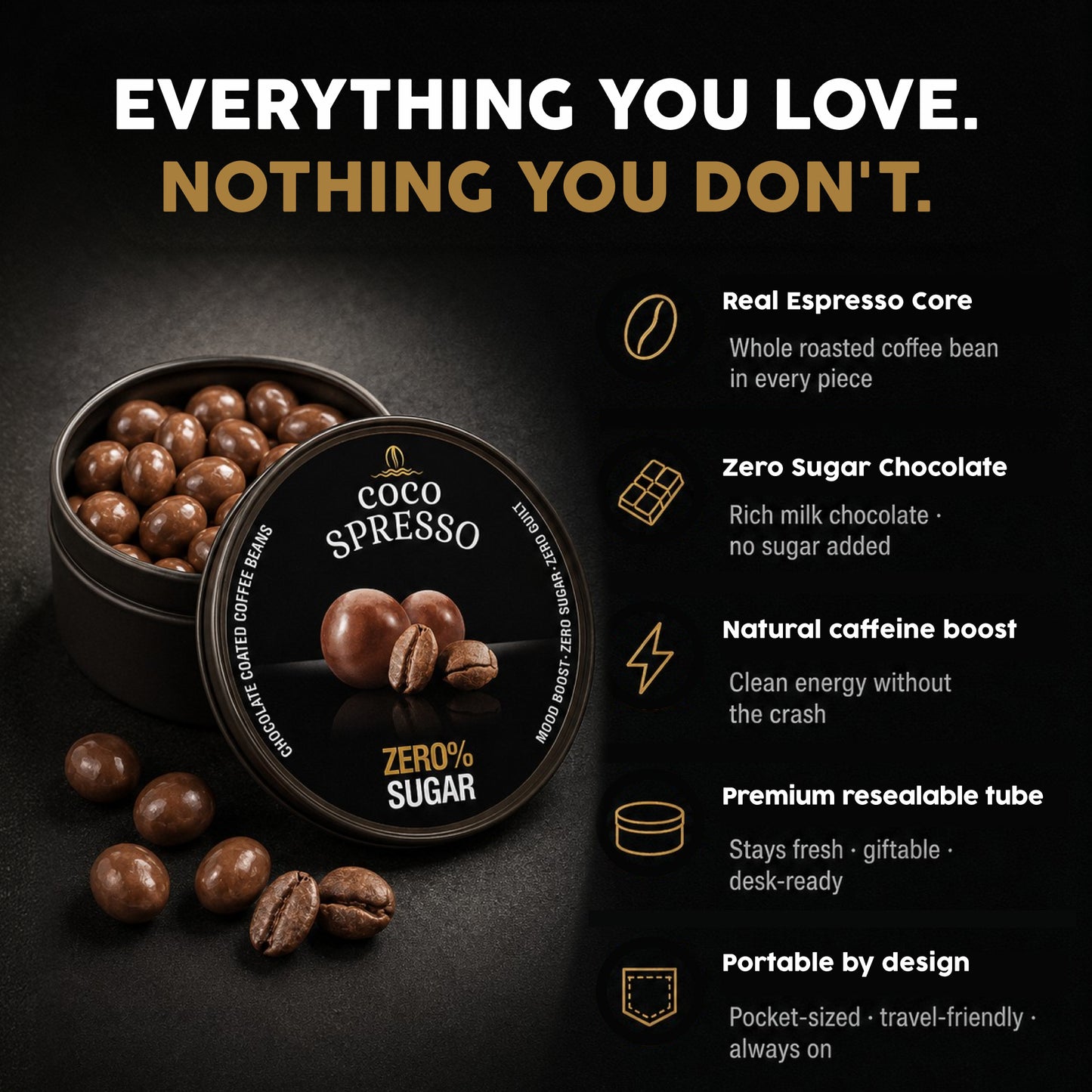 Cocospresso ZERO SUGAR - Coffee coated chocolate