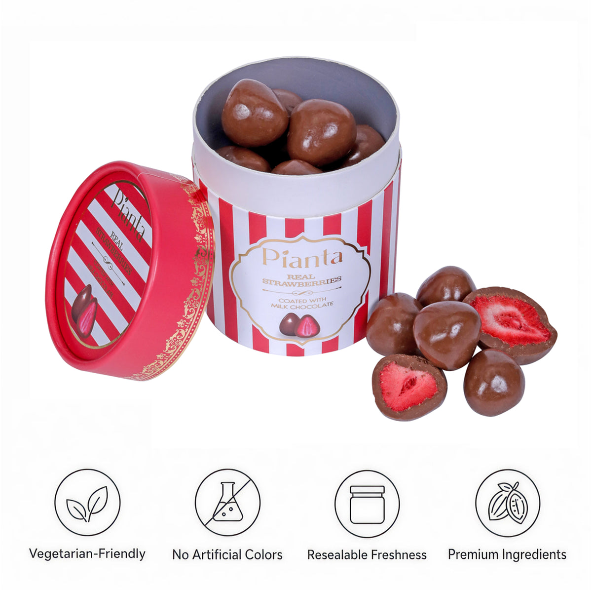 Pianta Strawberry Black Coated Chocolate - 150gm