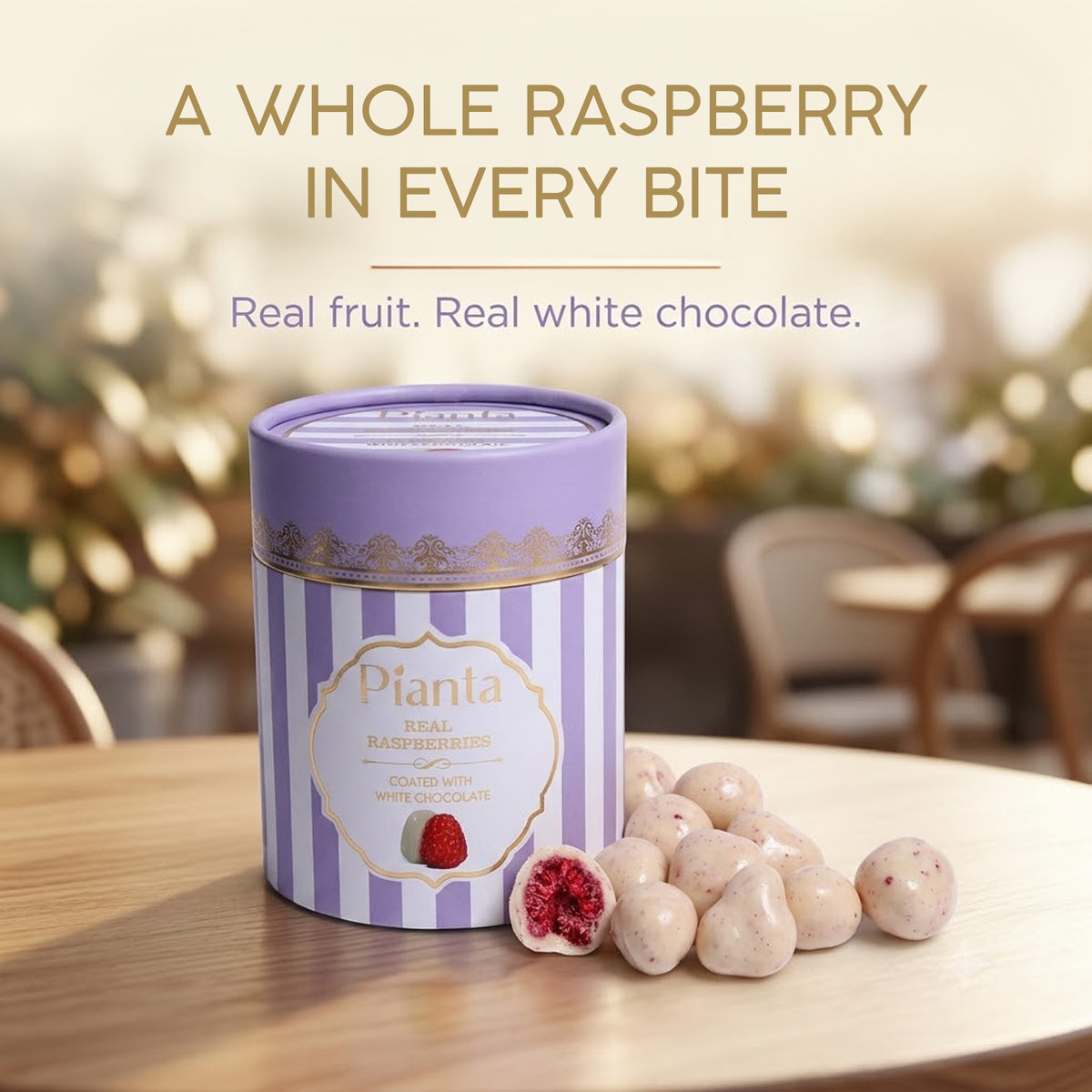 Pianta Raspberry White Coated Chocolate - 200gm