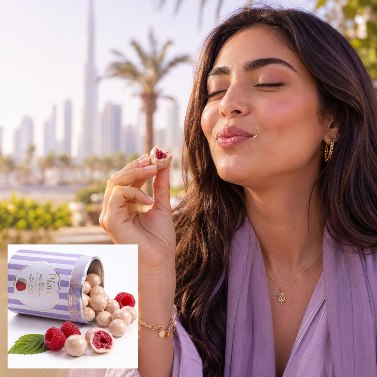 Pianta Raspberry White Coated Chocolate - 200gm