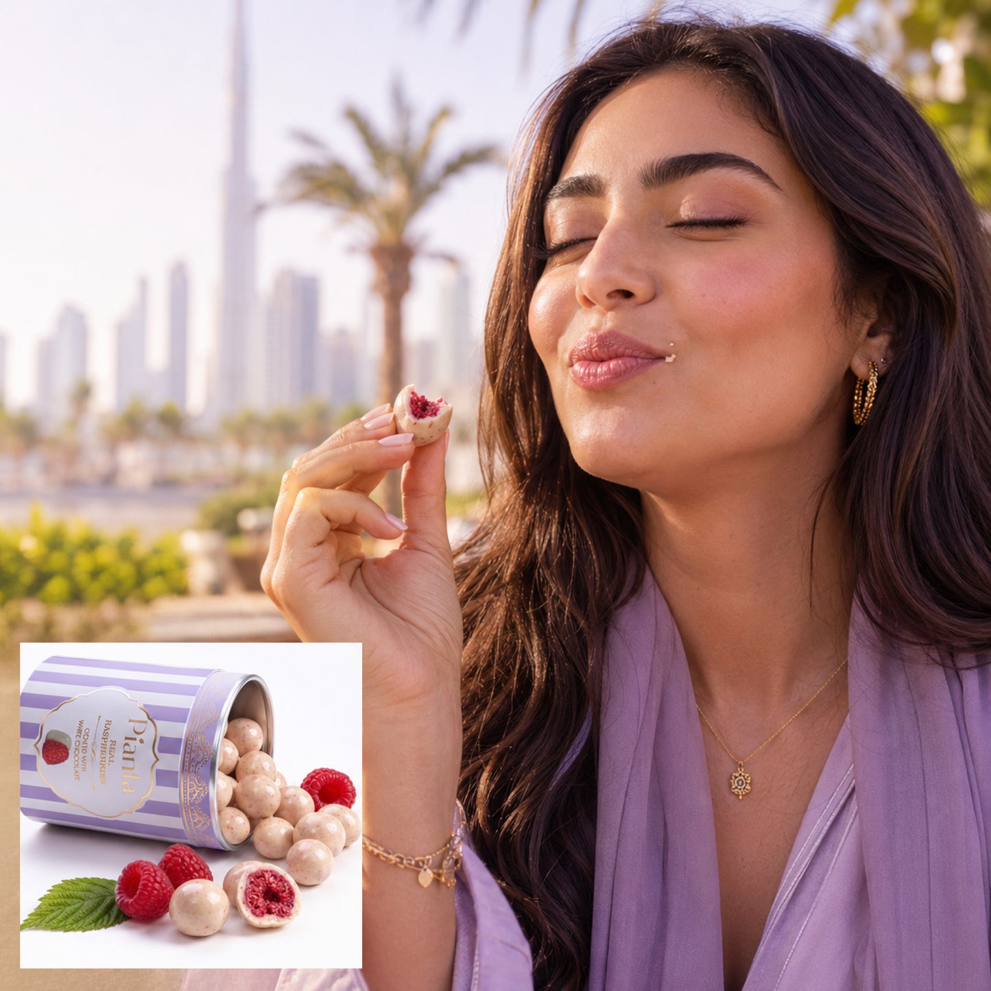 Pianta Raspberry White Coated Chocolate - 200gm