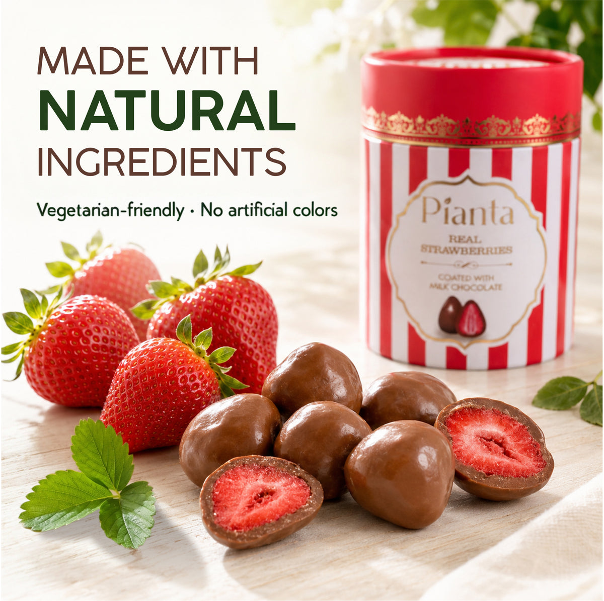 Pianta Strawberry Black Coated Chocolate - 150gm