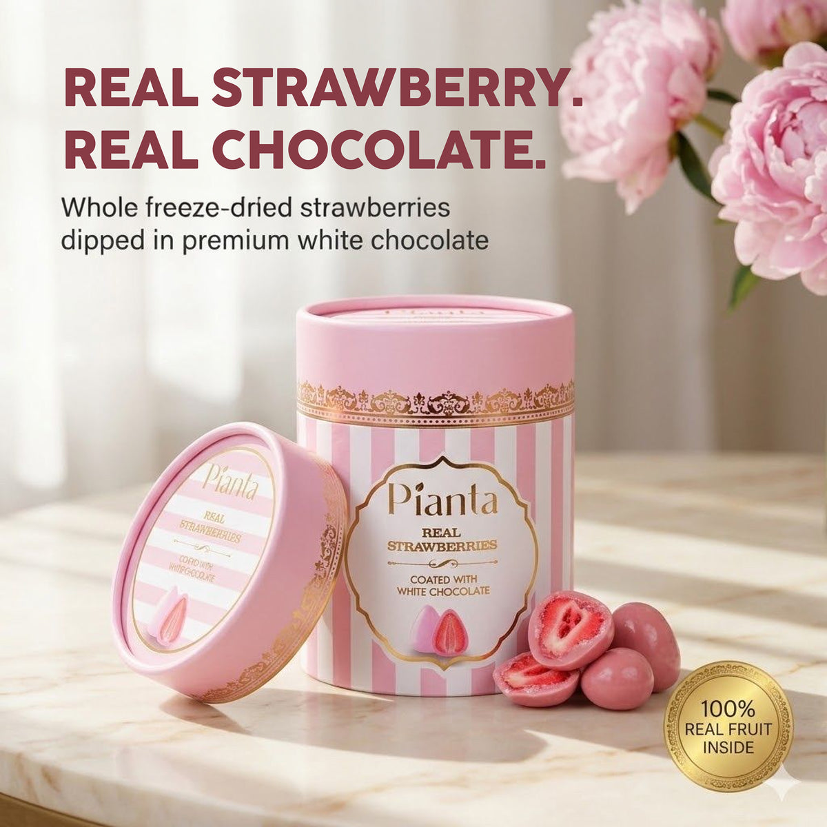 Pianta Strawberry Pink Coated Chocolate - 150gm