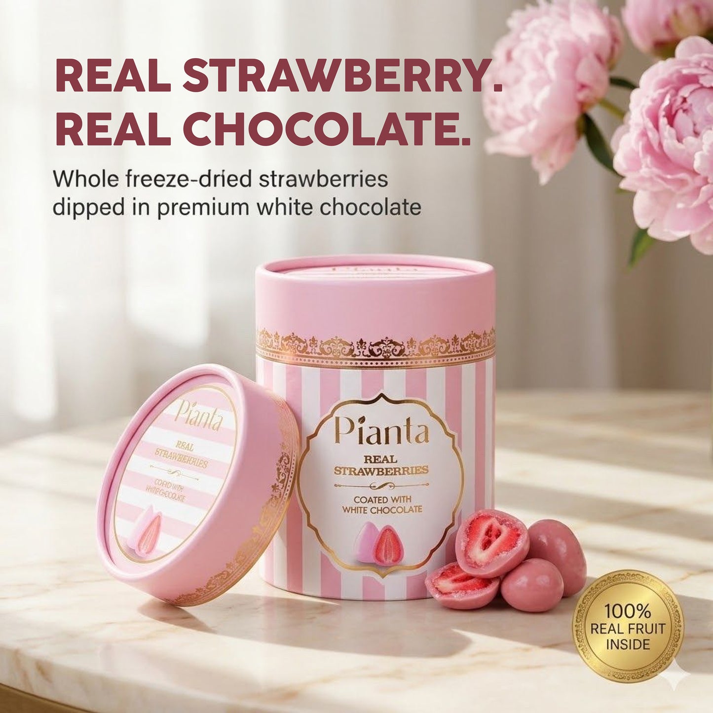 Pianta Strawberry Pink Coated Chocolate - 150gm