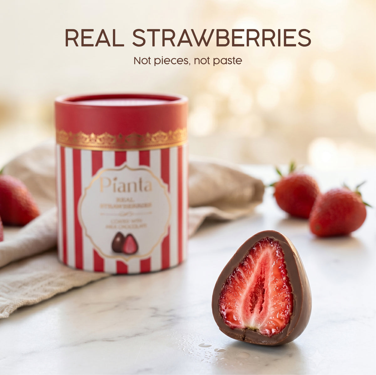 Pianta Strawberry Black Coated Chocolate - 150gm